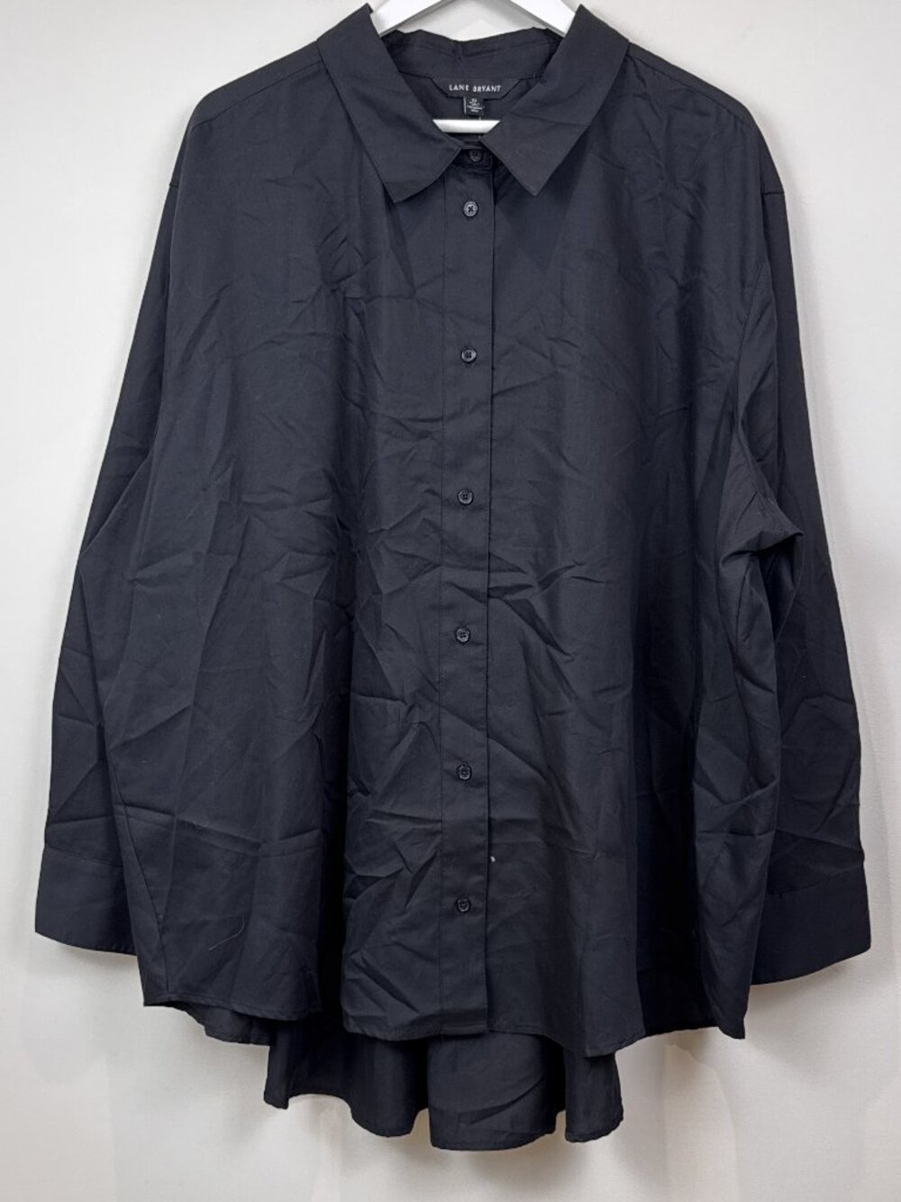 Lane Bryant Black High Low Pleated Back Button Down Shirt Tunic Plus Size 3X